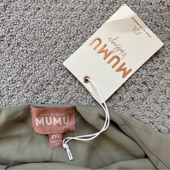 NEW Show Me Your Mumu Jasmine Halter Midi Bridesmaid Dress in Moss Green Crisp - Picture 5 of 10